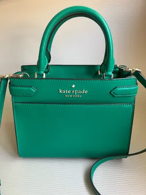 Kate Spade Staci Medium Satchel Green Saffiano Leather Crossbody Bag thumbnail 1
