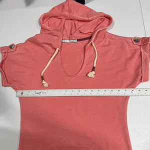 Maurices Short Sleeve Hooded Pullover Swim Beach Cover Top Womens XS Orange-Pink thumbnail 8