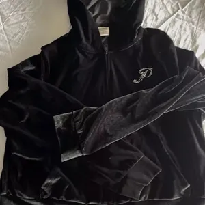 Victoria's Secret Velour Hoodie Sweatshirt Size XL Black Full Zip Rhinestone thumbnail 1