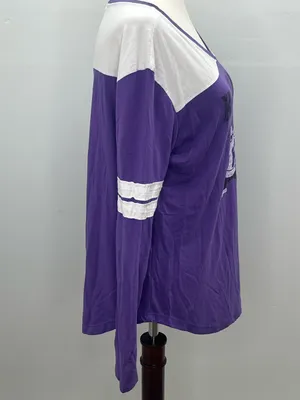 Venley K-State Wildcats Women’s Colorblock Logo Long Sleeve V-Neck Shirt Medium thumbnail 5