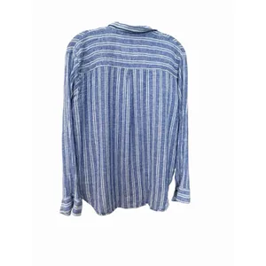 Rails Charli Shirt Womens Large Linen Blend Lake View Stripe Button Blue KKK10-2 thumbnail 8