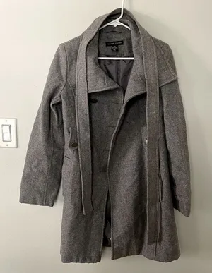 New York‎ & Co gray peacoat comfortable warm winter fall style pockets double Size 2 thumbnail 1