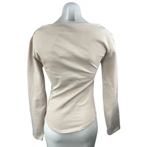 NEW Zara Women Beige Nude Long Sleeve Boat Neck Drape Soft Blouse Top Size S thumbnail 2