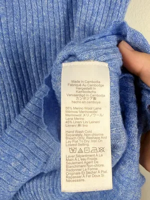 J. Crew blue Cap-sleeve crewneck sweater T-shirt in merino-linen blend size S thumbnail 3