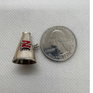 Vintage Sterling Silver Nebraska Megaphone Charm Red Enamel‎ N Husker Cheer 5.8g thumbnail 7
