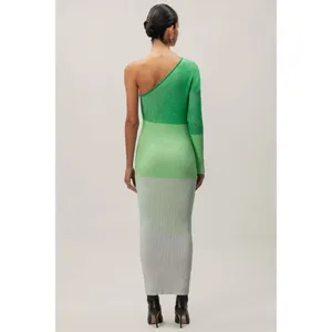 Baobab Leaves Knit One Shoulder Maxi Dress Pistachio Cream Womens Size XS thumbnail 6