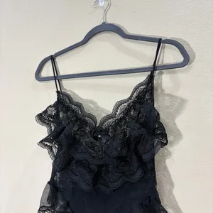Midnight Hour Lace Lingerie Bodysuit Sz M Womens Sexy Vacation Honeymoon Goth thumbnail 2