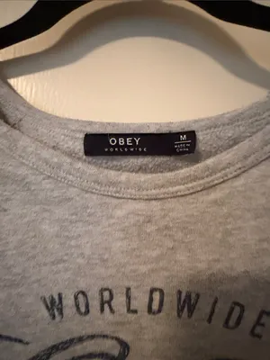 Obey Light Gray Sweatshirt with Navy Script thumbnail 3