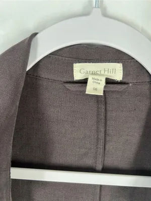 Garnet Hill Silk Linen Lightweight Draped Front Long Topper Coat Size 6 thumbnail 3