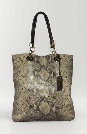 Cynthia Rowley Snakeskin Shoulder Bag Genuine Leather Gold‎ Hardware Mob wife thumbnail 1