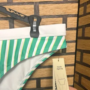 No Boundaries Green And White Stripe Bikini Set Size‎ XL thumbnail 5