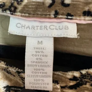Charter Club Tan Black Paisley Corduroy Button Up Jacket‎ Size M Tapestry Damask thumbnail 2