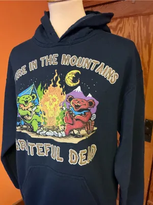 Grateful Dead Fire on the Mountain Dancing Bears Hoodie Medium Navy thumbnail 5