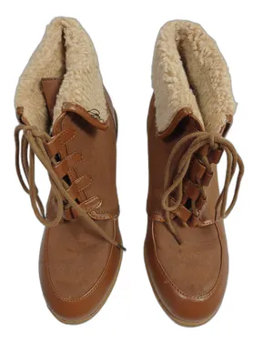 Women H&M Ankle Wedge Boots Brown Size 8 thumbnail 1