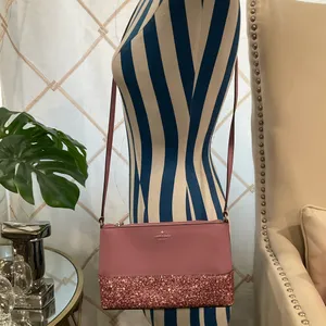 Kate Spade Ny Ramey Greta Saffiano Leather‎ Glitter Small Pink Peony Crossbody thumbnail 12