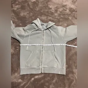BRANDY MELVILLE Sage Full Zip Hoodie Sweatshirt Vintage Wash One Size EUC thumbnail 7
