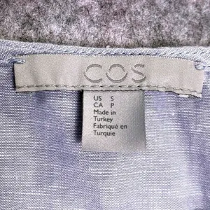 COS Minimalist Light Blue Tunic Top S Boxy Summer Cotton Blend Blouse‎ Pocket thumbnail 2