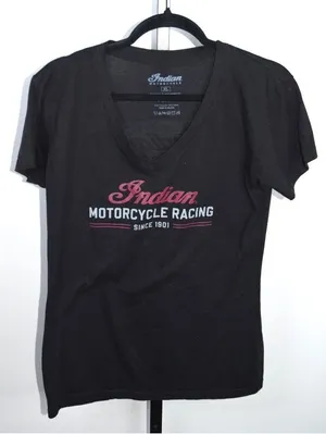 Indian Motorcycle T-Shirt Women's XL Black Kansas City Racing Graphic Tee thumbnail 1