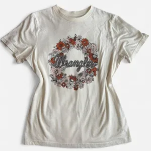 Wrangler Women's S Cotton Floral Graphic T-Shirt Crew Neck White thumbnail 1