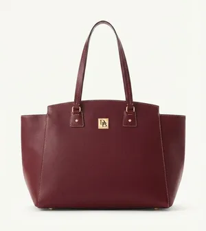 Dooney & Bourke Womens Tote Bag Large Burgundy Saffiano Leather Zip Top Shopper thumbnail 1