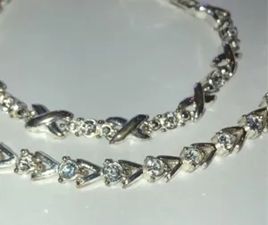 2 Vintage Avon Silver Tone & Clear CZ Rhinestone Bracelets thumbnail 1