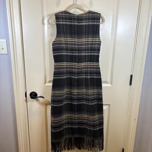 Antonio Melani Tula Plaid Print Wrap Front Fringe Hem Midi Dress Sz 6 Old Money thumbnail 6