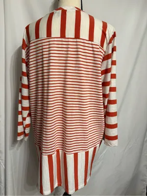 Thyme+Honey Cotton Oversized Red and White Crewneck Top SZ L Coastal thumbnail 4