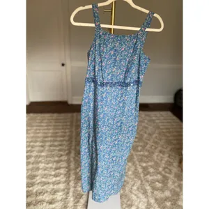 Vintage Cherokee Cotton Cottagecore Dress Midi Ditsy Floral Blue Romantic Spring thumbnail 2