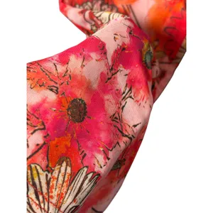 Tiger Mist Floral Mesh Flare Pants XS Red Orange Bell Bottom Y2K Retro Costume thumbnail 4