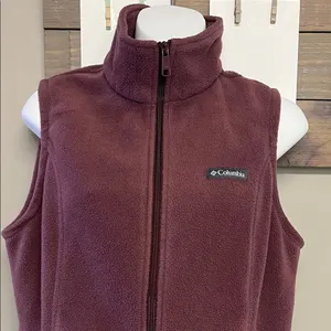 Columbia Mauve Sleeveless Mock Neck Zip-Up Pockets Fleece Vest Medium thumbnail 2
