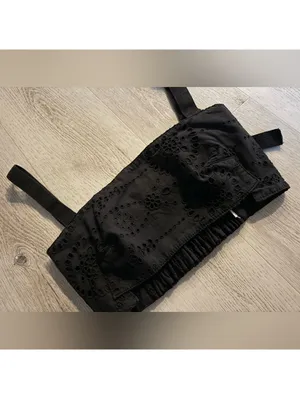 ZARA Whimsigoth Grunge Boho Embroidered Eyelet Open Back Crop top size small thumbnail 8