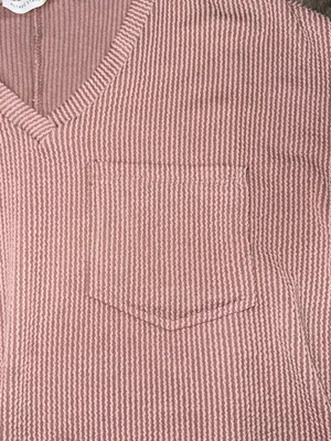 Altar'd State Dusty Rose Pink Ribbed Front Pocket Shirt Size Small Casual Basics thumbnail 3