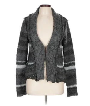 Free People charcoal braided cardigan thumbnail 4