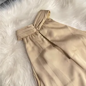 Halogen Pleated Mock Neck Satin Top In Champagne Fizz thumbnail 5