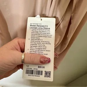 Lululemon Modal Relaxed Fit Long Sleeve Shirt Misty Shell Size 12 NWT thumbnail 10