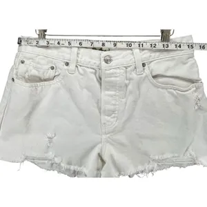 Free People We The Free Jean Shorts 31 Denim Button Fly Distress Cut Offs Beach‎ thumbnail 7