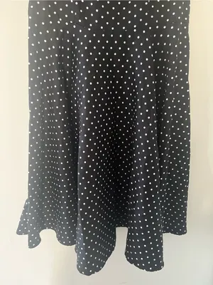 Grace Karin Black White Polka Dot Fit & Flare Midi Dress Medium Office Work Modest Church thumbnail 4