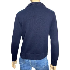 Lauren Ralph Lauren Vintage Size L Navy Blue Cotton Knit Sweater Zip Up Cardigan thumbnail 6