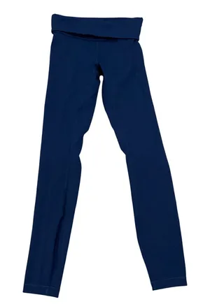 Lululemon Pant Navy Blue Fold Over Waist Yoga Leggings Size 2 thumbnail 1