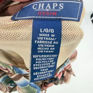 Chaps Denim Southwestern Womens Top Sz L Ruffle Lace Up Aztec Boho Y2K Western thumbnail 9