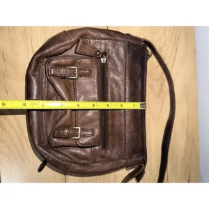 Vintage Fossil Brown Pebbled Leather Shoulder Handbag Y2K F‎ thumbnail 7