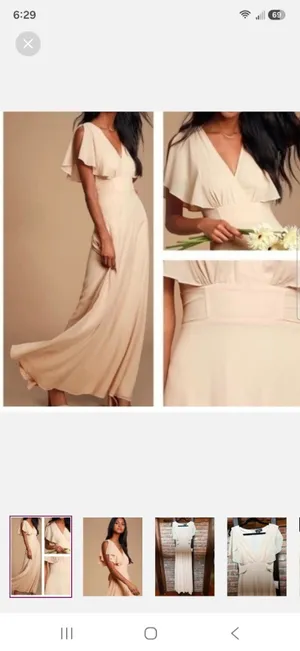 Lulus Dearly Loved Cream Flutter Sleeve Maxi Dress Size M thumbnail 1
