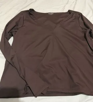 Old Navy Brown long sleeve V neck top thumbnail 1