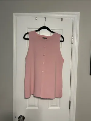 ASOS NWOT Sleeveless Button-Front Pink Knit Top thumbnail 3