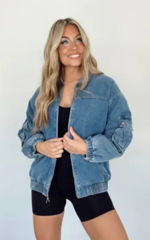 Lane201 Denim Bomber Jacket thumbnail 1