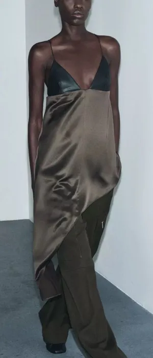 Zara ZW collection asymmetric‎ satin top thumbnail 1