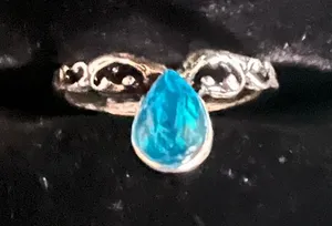Women’s Stainless Steel Silver Pinky Ring Blue thumbnail 1