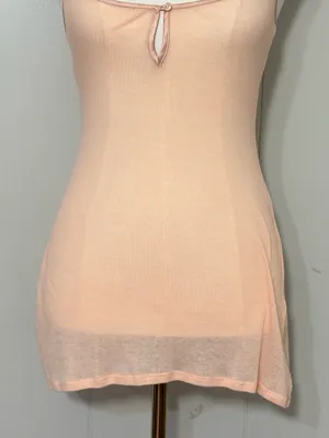 SKIMS Sheer Rib Mini Slip Dress XXS Villa Peach Pink Bodycon thumbnail 4