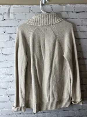 Eddie Bauer Cream Cable Knit Zip-Up Shawl Cardigan size large thumbnail 3
