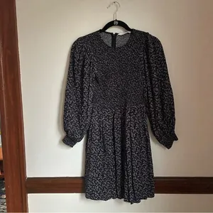 & Other Stories Black and White Floral Print Bishop Sleeve Cottage Sundress sz 2 thumbnail 2